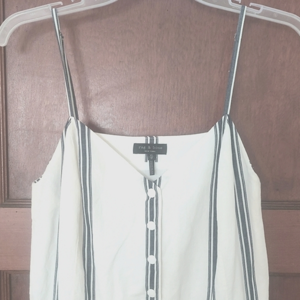 *HP* Rag+Bone White/Navy Striped A-Line Dress - Picture 5 of 7